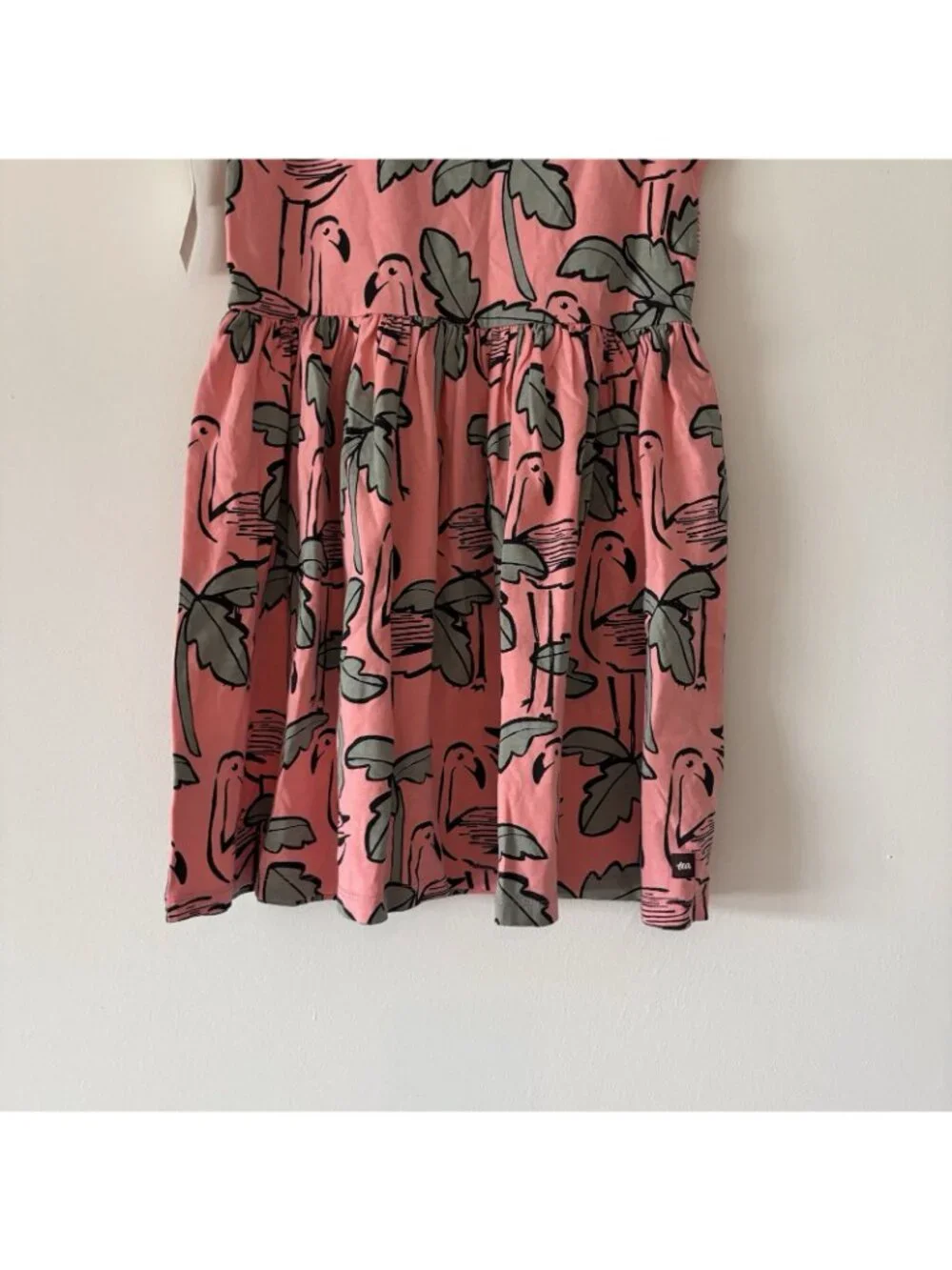 Tea Collection Flamingo Print Short Sleeve Dress Girl Sz 7 Tropical Play Zoo NWT